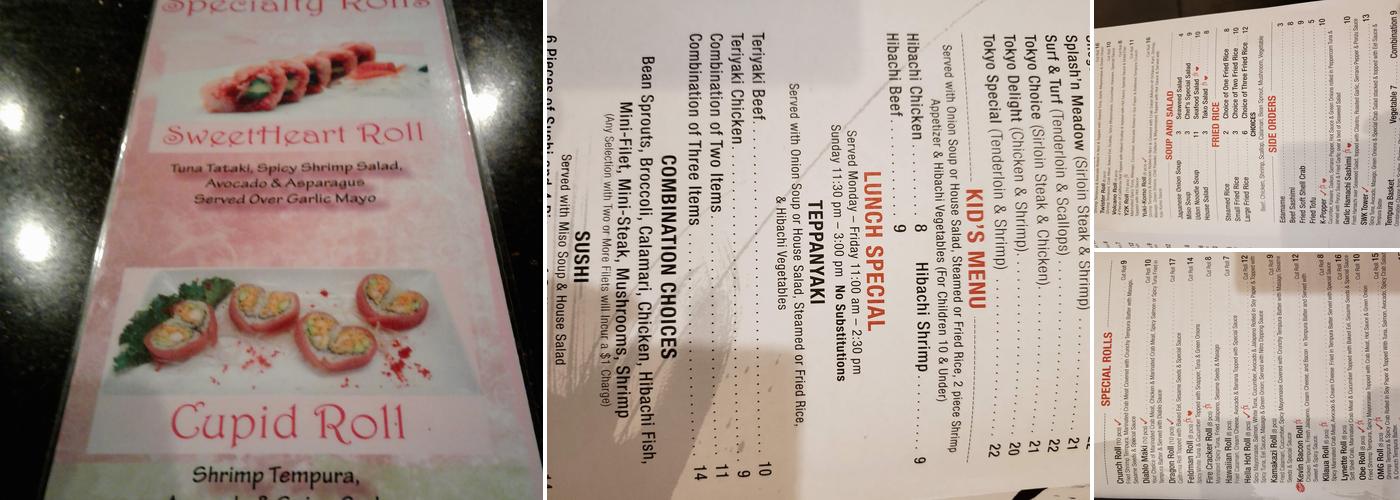 Tokyo Japanese Steakhouse & Sushi Bar Menu