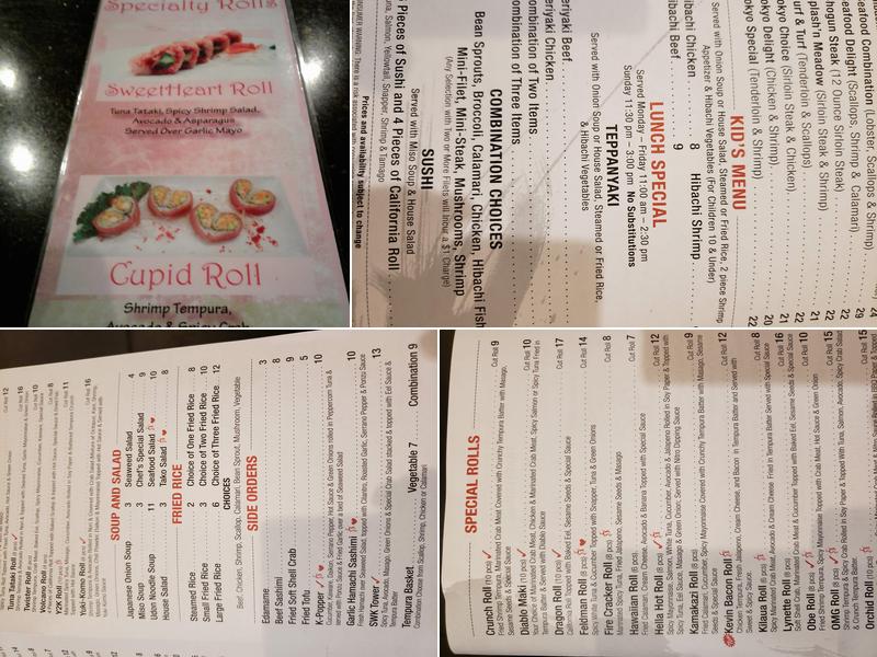 Tokyo Japanese Steakhouse & Sushi Bar Menu