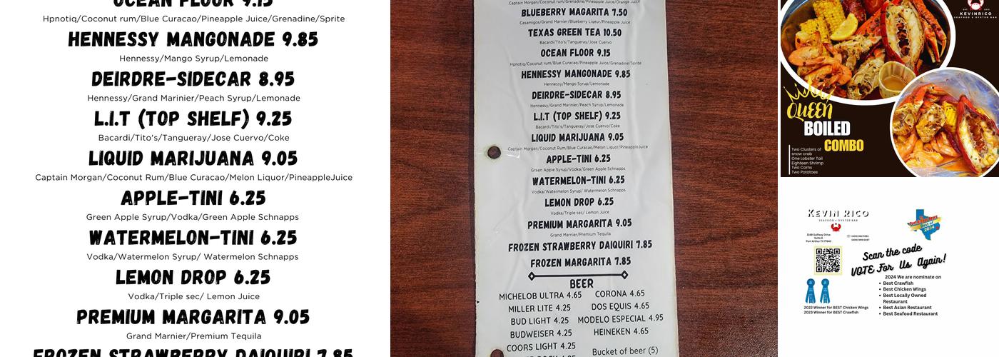KEVIN RICO x (Seafood & Oyster Bar) Menu