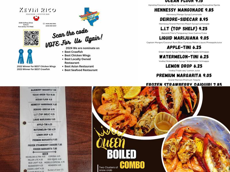 KEVIN RICO x (Seafood & Oyster Bar) Menu