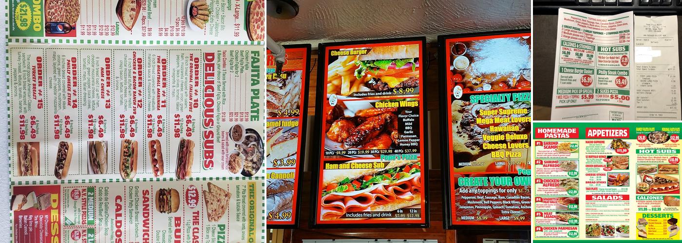 Pepes Pizza Menu