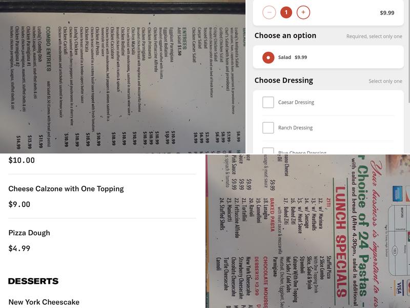 Lushaj's Pizza & Pasta Menu