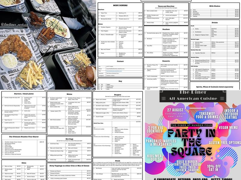 The Diner At Number Four Menu