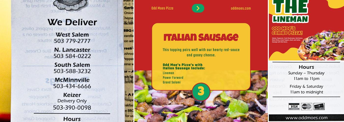 Odd Moe's Pizza Menu
