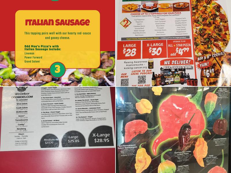Odd Moe's Pizza Menu