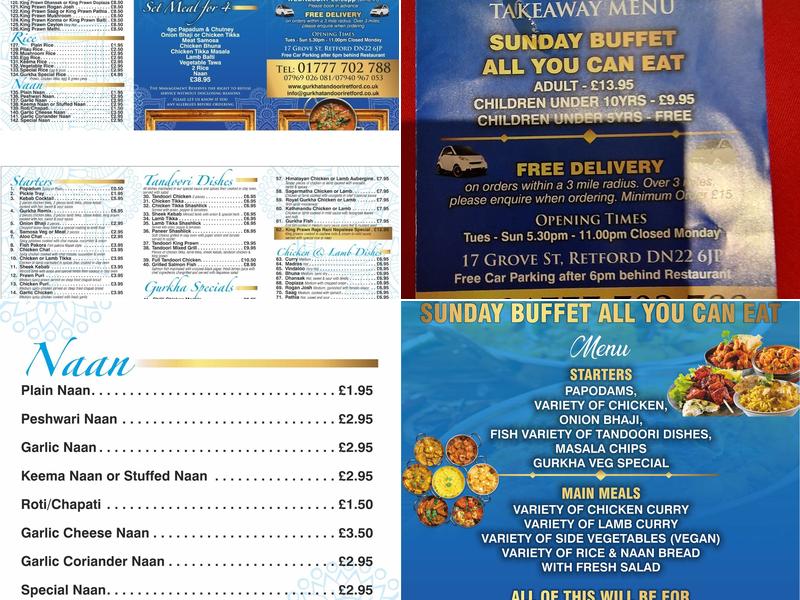 Gurkha Tandoori Restaurant Menu