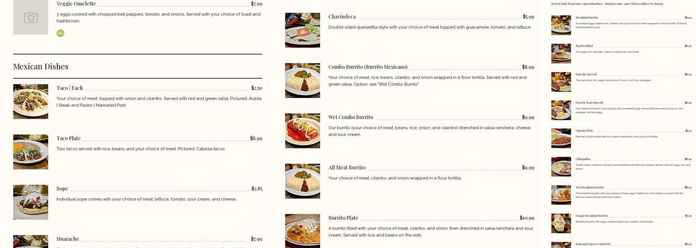 Don Pedro Mayor Menu