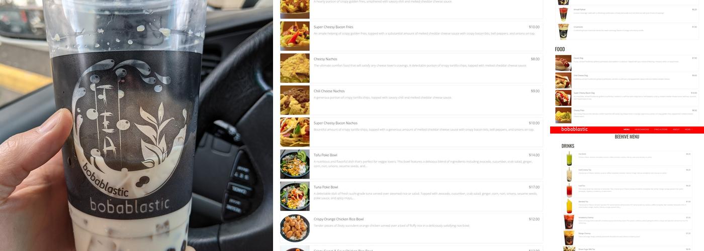 Bobablastic Menu