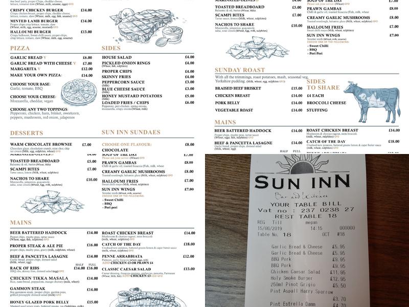 Sun Inn Retford Menu