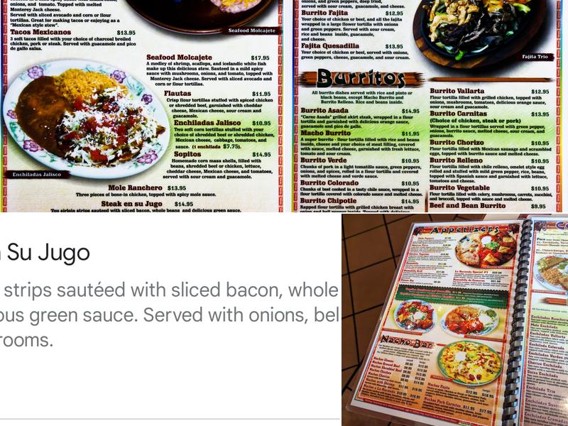 Hacienda de Villa Menu