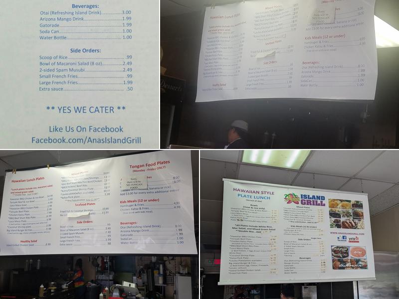 Ana's Island Grill Menu
