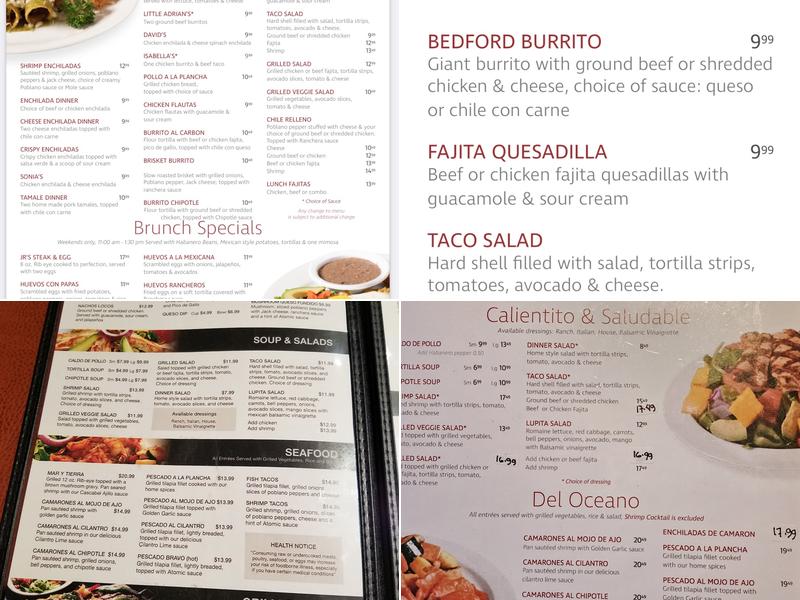 Lupe's Comida con Sabor (Bedford) Menu