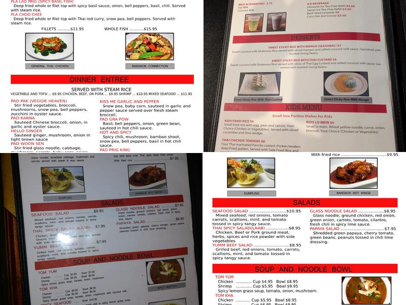Thai Noodle Restaurant Menu