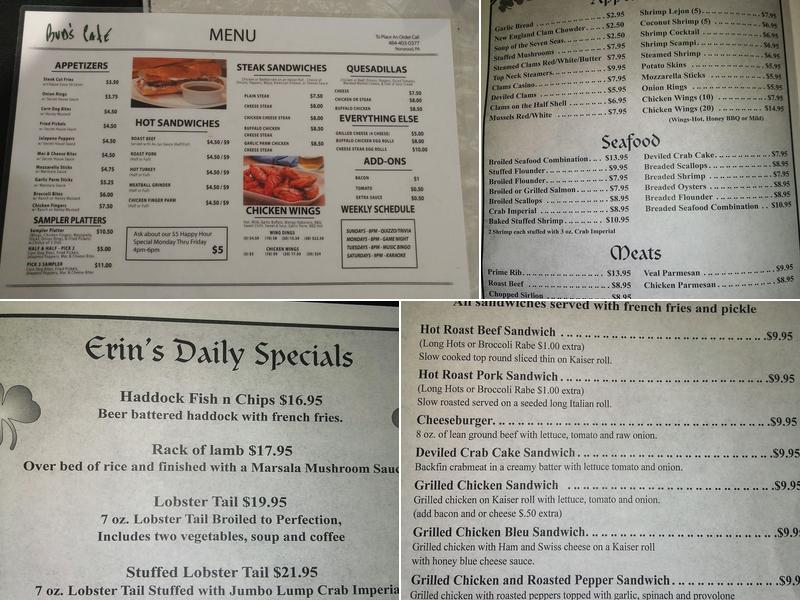Bud's Cafe Menu
