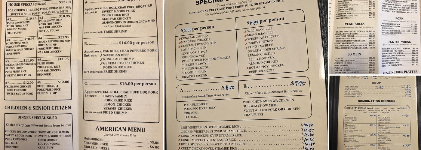 Chen's Dynasty Menu