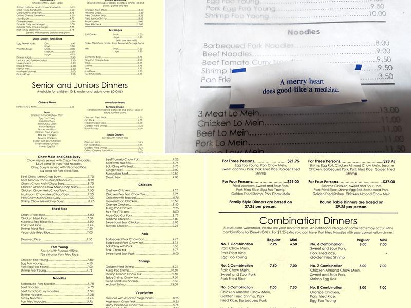 Chan's Restaurant Menu