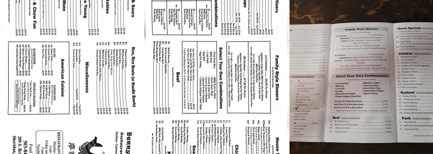 Benny Huie's Restaurant Menu