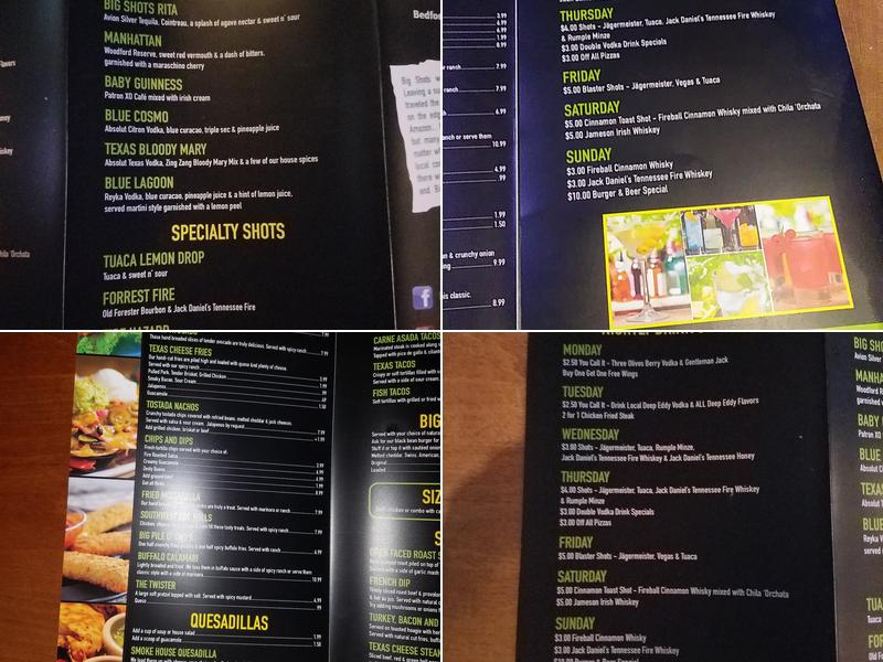 Big Shots Sports Cafe Menu