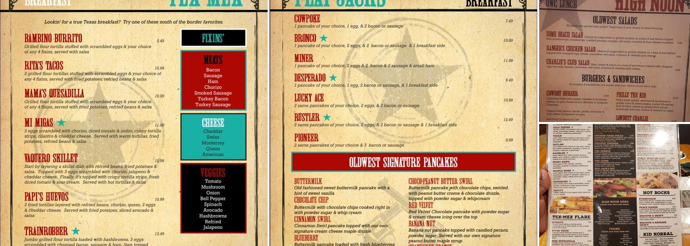 Oldwest Cafe Of Arlington Menu