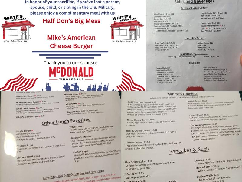 White's Restaurant Menu