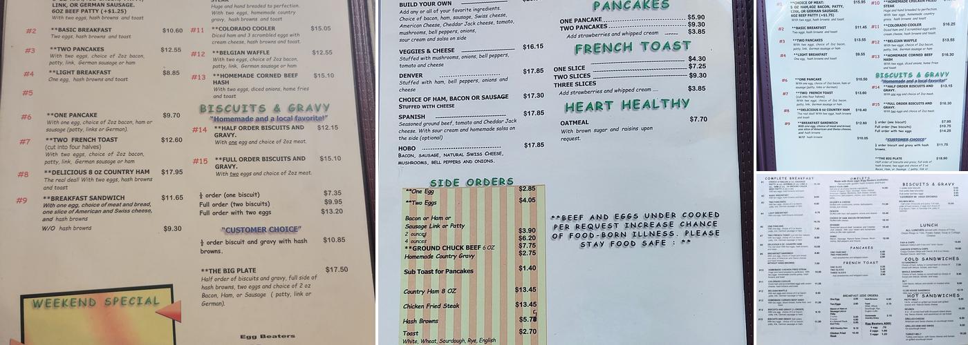 Josey's Restaurant Menu