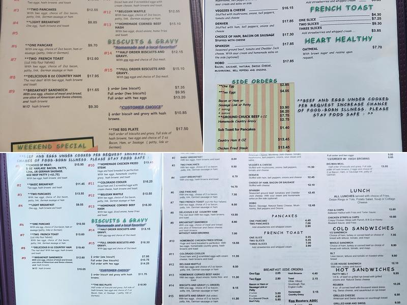 Josey's Restaurant Menu