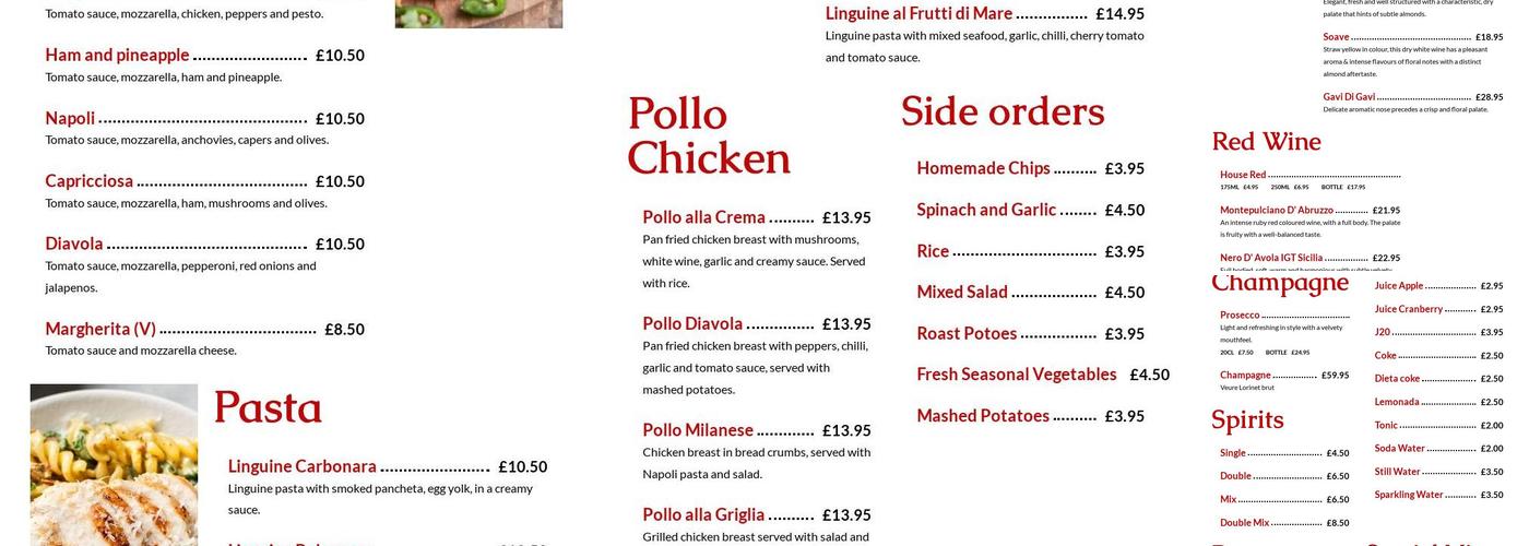 Luna Restaurant Menu