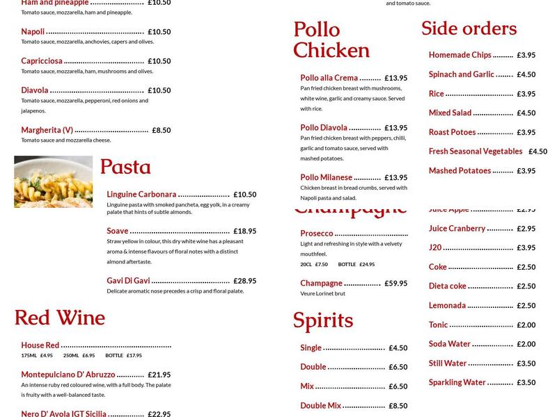 Luna Restaurant Menu