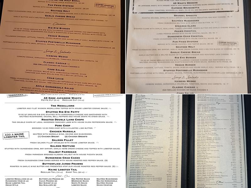 Rudy's Steakhouse Menu