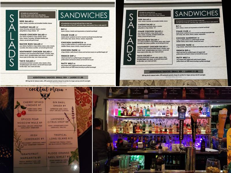 Chase Bar and Grill, Independence Oregon Menu