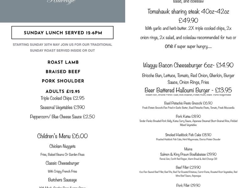 The Green Inn Rawcliffe Menu