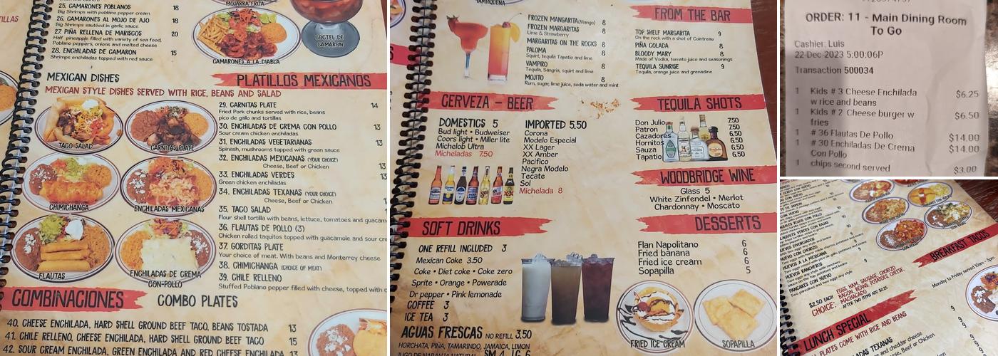 Los Tapatios Menu