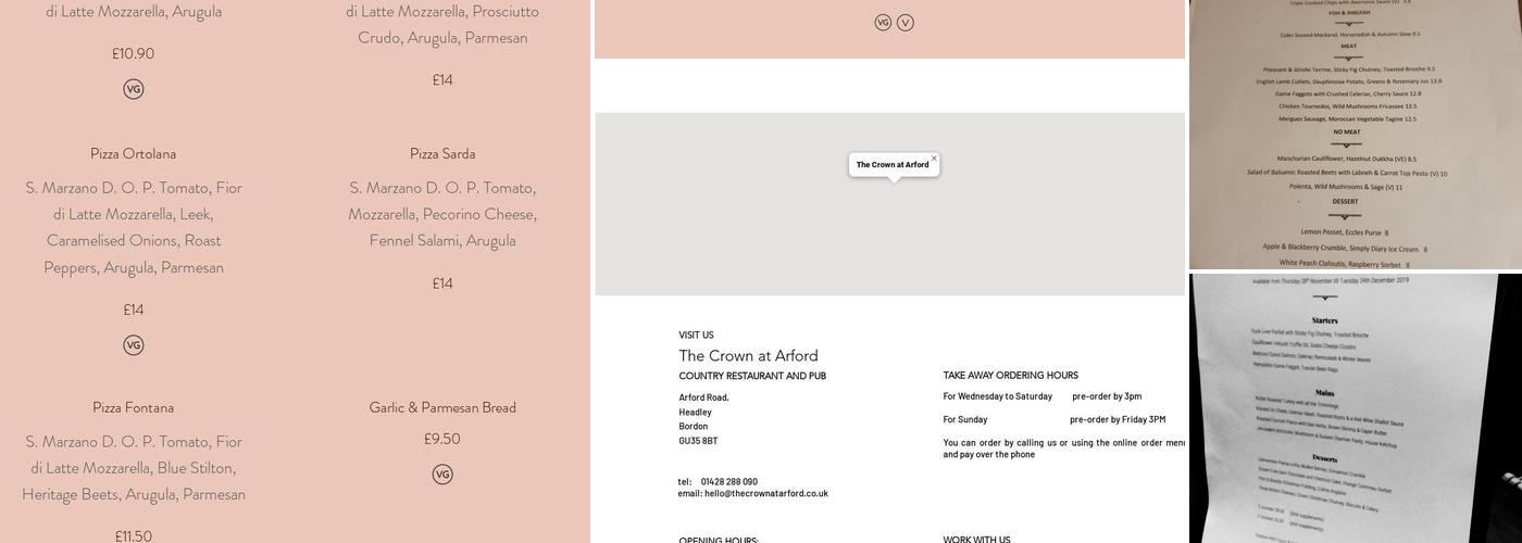 The Crown at Arford Menu