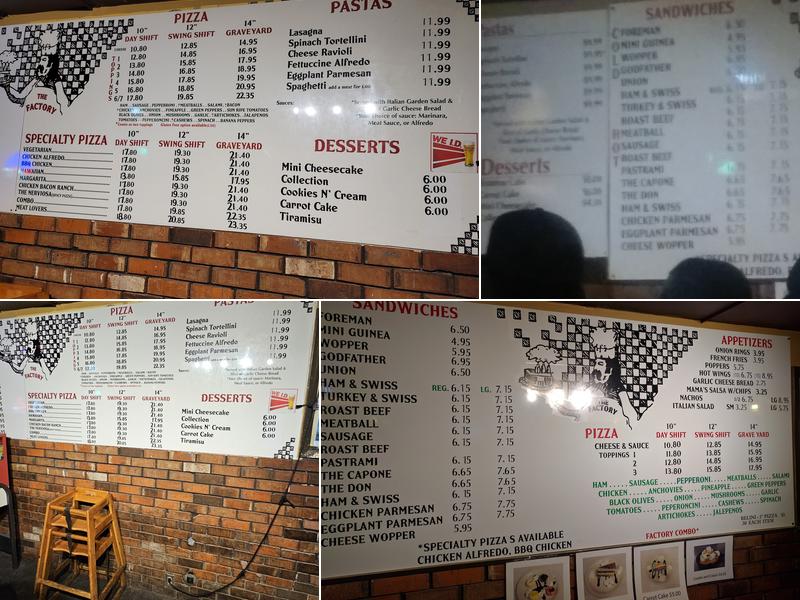 Factory Pizzeria Menu
