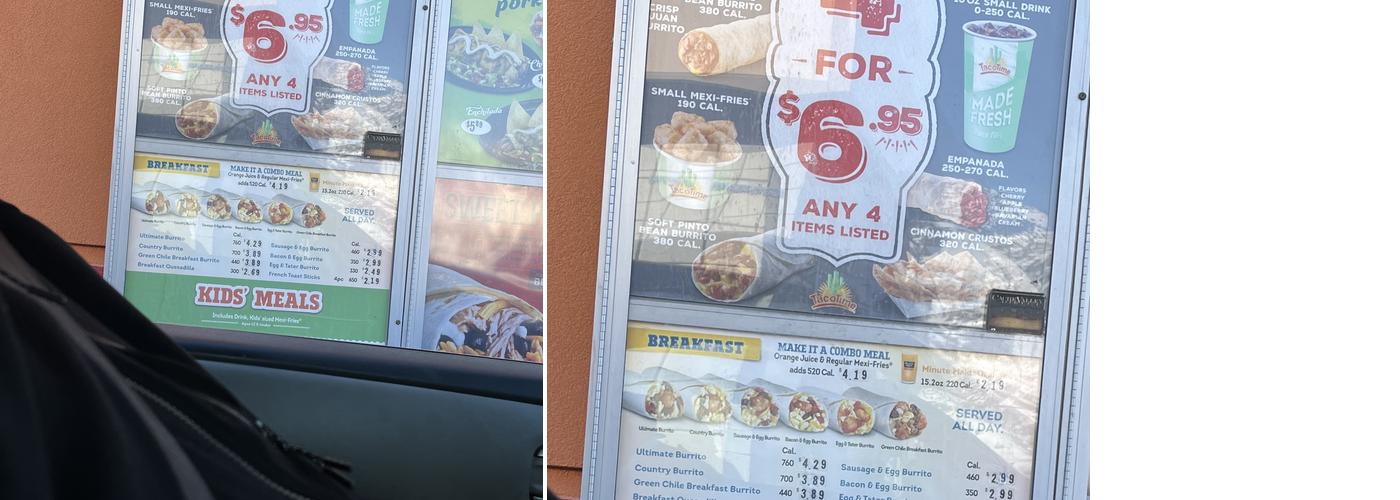 Taco Time Menu
