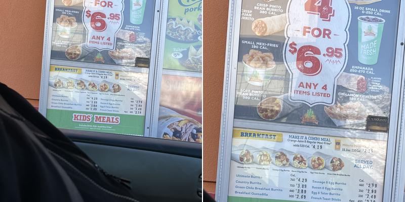 Taco Time Menu