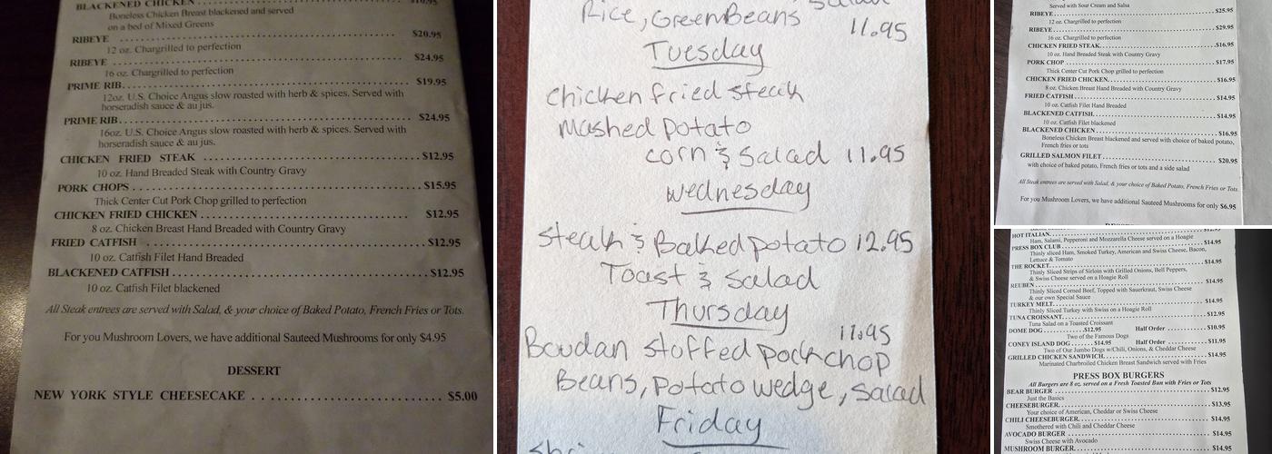 Press Box Menu