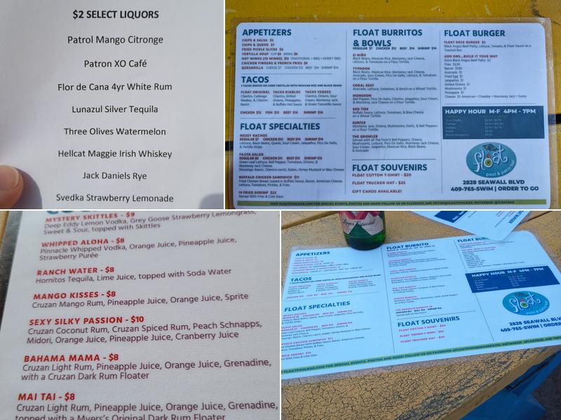 Float Pool & Patio Bar Menu