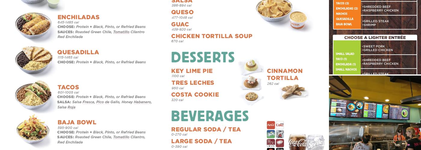Costa Vida Menu