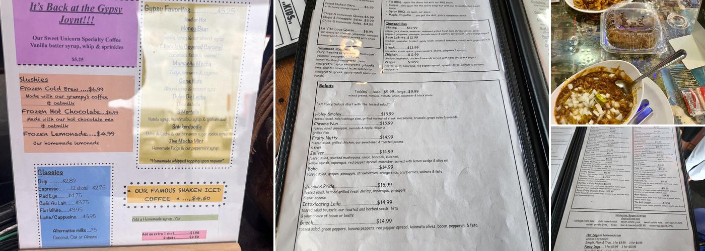Gypsy Joynt Menu