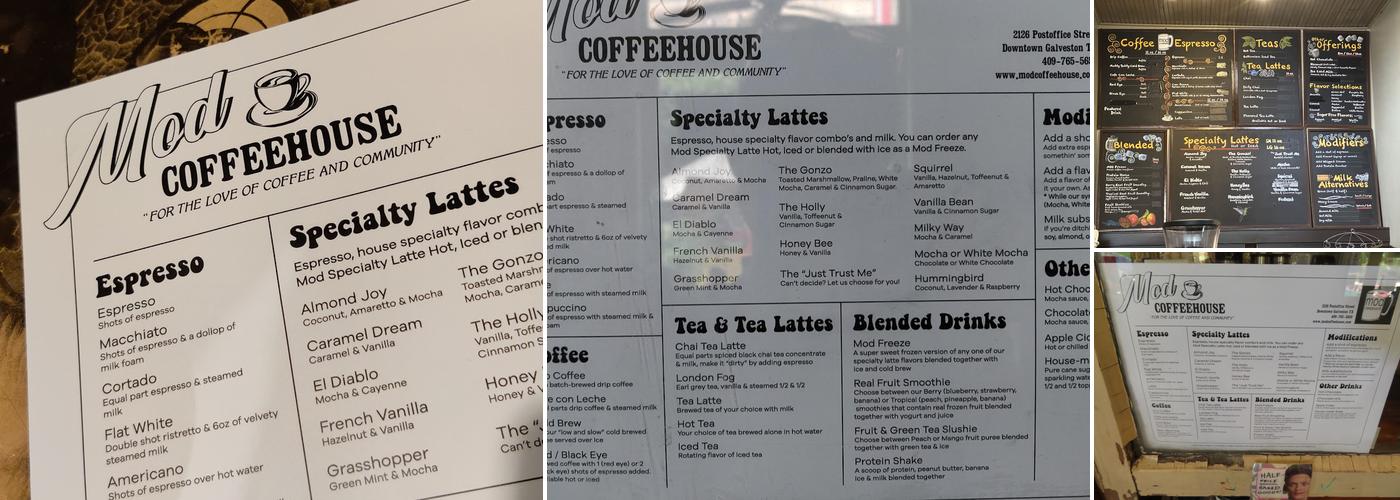 MOD Coffeehouse Menu
