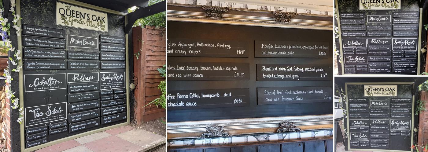 The Queens Oak Menu
