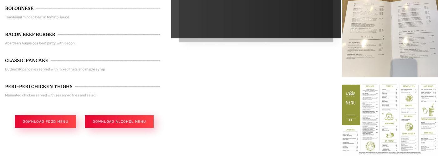 Two Spoons Bistro & Bar Menu
