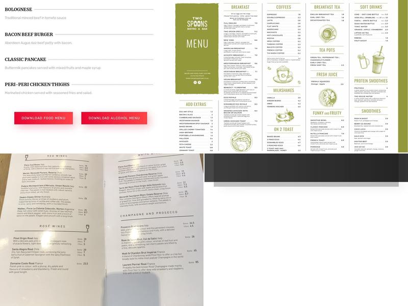 Two Spoons Bistro & Bar Menu