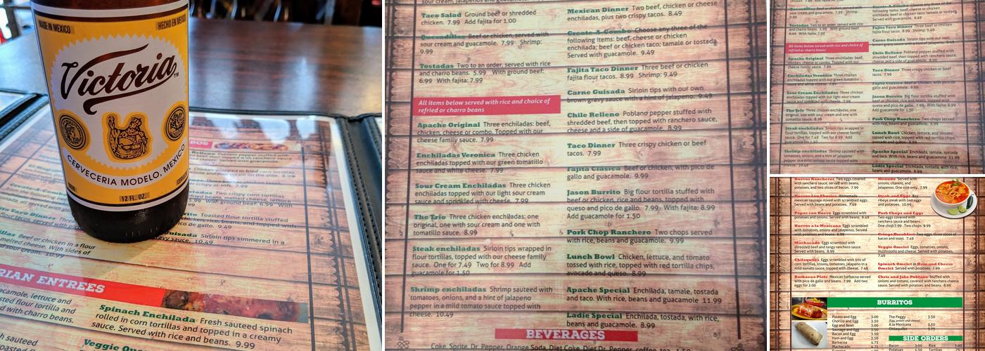 Apache Mexican Cuisine Menu