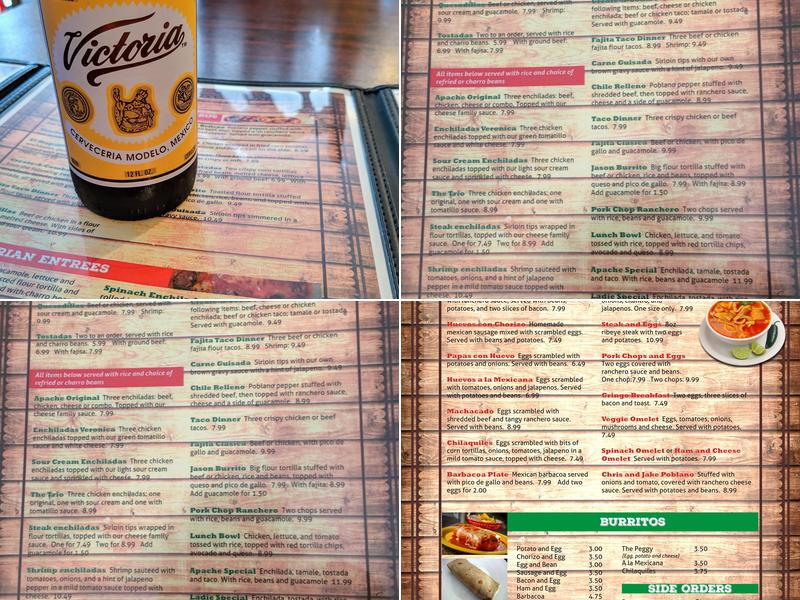 Apache Mexican Cuisine Menu