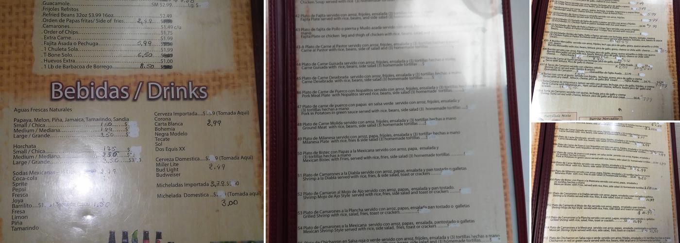 Mercadito Y Taqueria Inc Menu