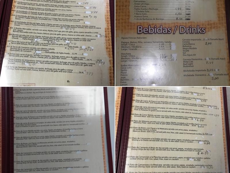 Mercadito Y Taqueria Inc Menu