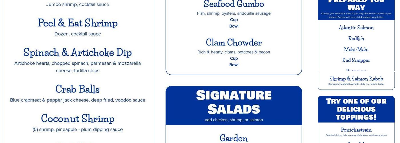 Fish Tales Menu