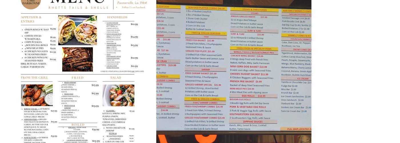 Rhett's Tails And Shells Menu